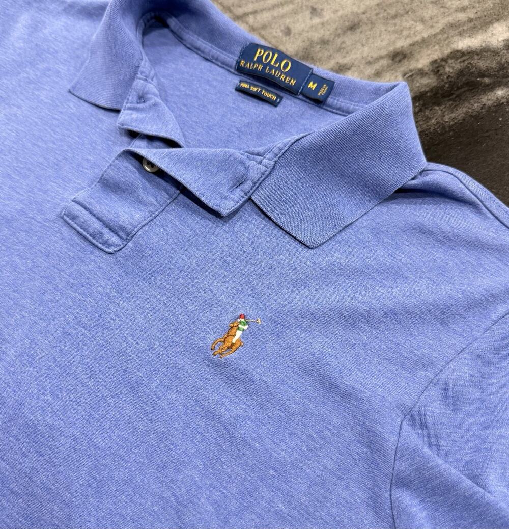 Polo Ralph Lauren Mens Medium Pima Soft Touch Blue Polo Shirt Short Sleeve